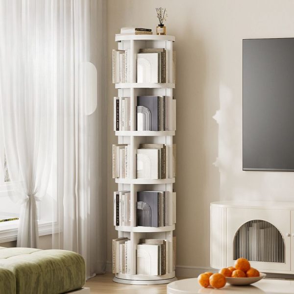 "Chalk Simplistic Standard Children's Bookshelf with Rotating Swivel, 5/4/3 Shelves, Vertical Orientation, Closed Back, Plastic Shelf"