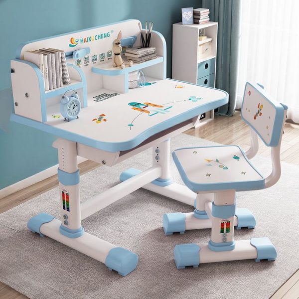 "White Metal Kids Computer Desk with Adjustable Height, Locker Storage, Shelf, Hutch, and Keyboard Tray"